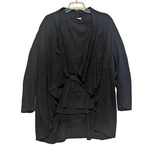 Cappagallo Black Open Front Waterfall Duster Cardigan Womens Plus Size 14/16‎